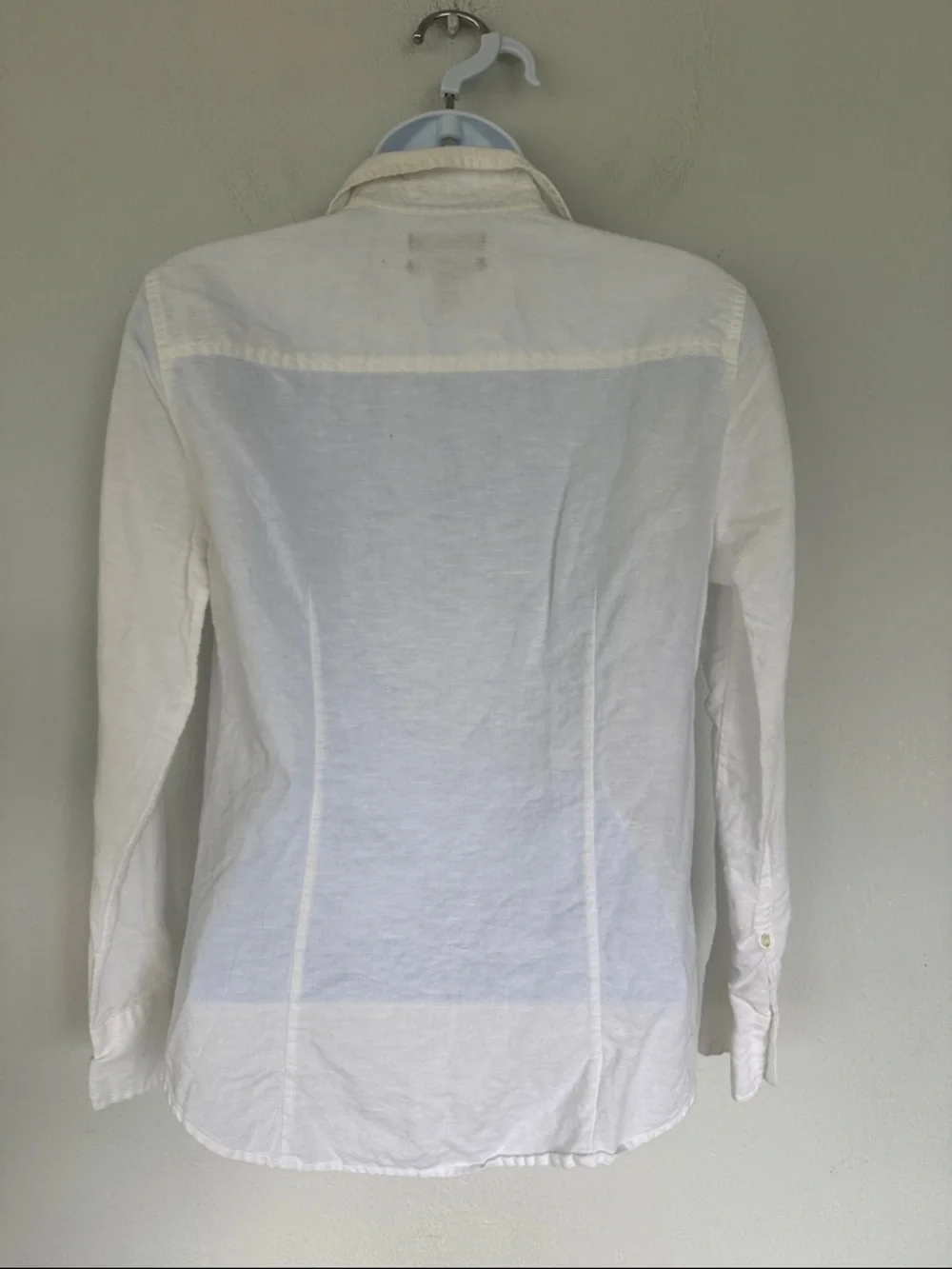 J. Crew Perfect white linen blend collared long sleeve button down shirt size 4P